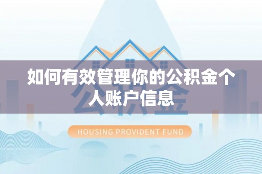 永定如何有效管理你的公积金个人账户信息