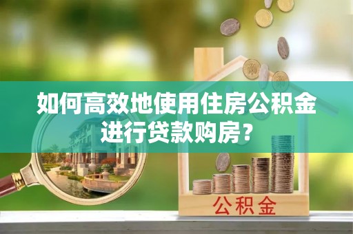 永定如何高效地使用住房公积金进行贷款购房？